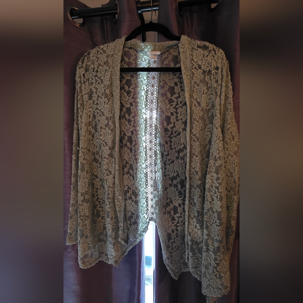Daytrip From Buckle Lace Cardigan - Sage Size M Effortless Boho Chic